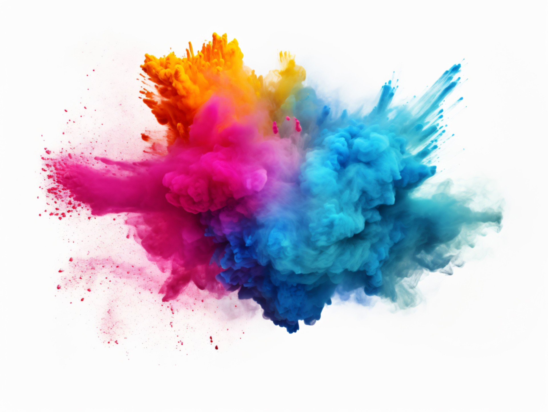 Esplosione di polvere colorata su sfondo bianco